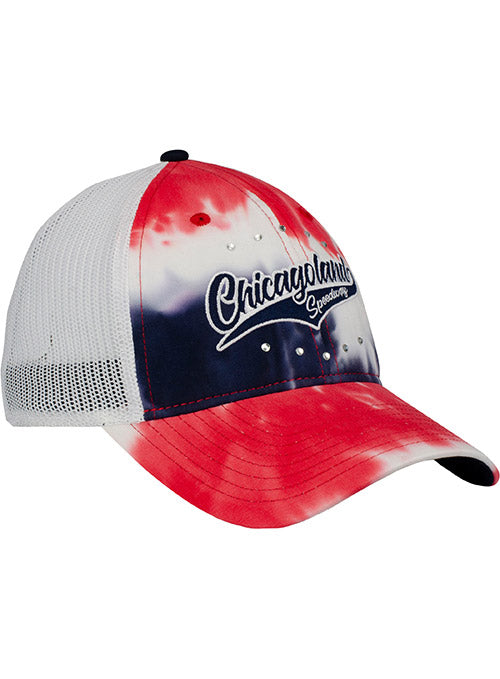 Ladies Chicagoland Tie Dye Hat in Red, White and Blue - Angled Right Side View