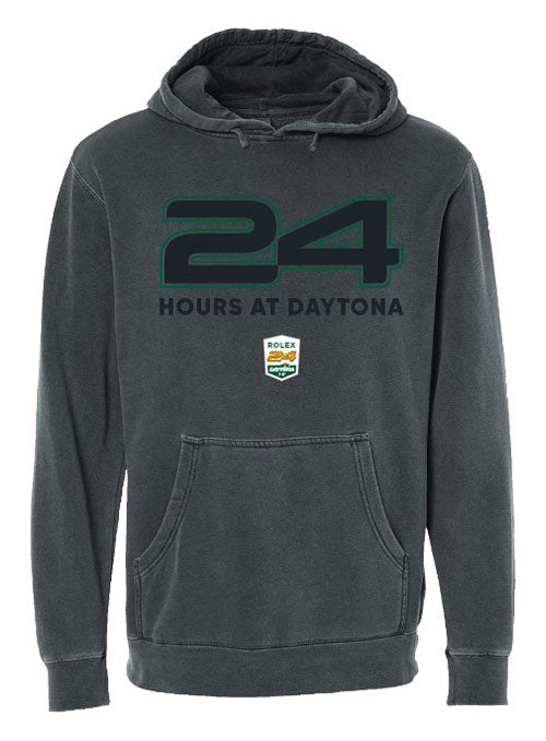 Rolex 24 Hours at Daytona Collegiate Hooded Sweatshirt in Pigment Black (Grey) - Front View