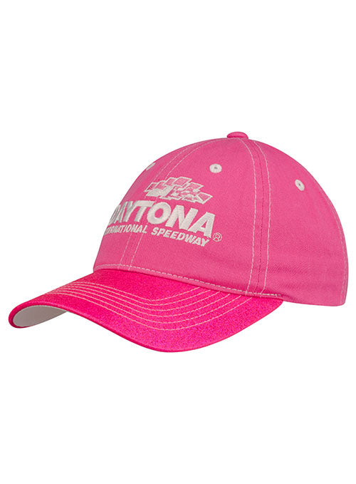 Ladies Daytona Glitter Bill Hat in Pink - Left Side View