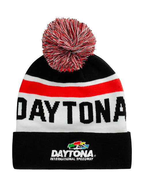 2023 Daytona International Speedway Knit Hat in Black, Red and White - Front View