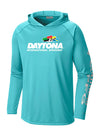 Daytona Columbia PFG Terminal Tackle™ Hooded Long Sleeve Shirt in Miami Blue - Front View