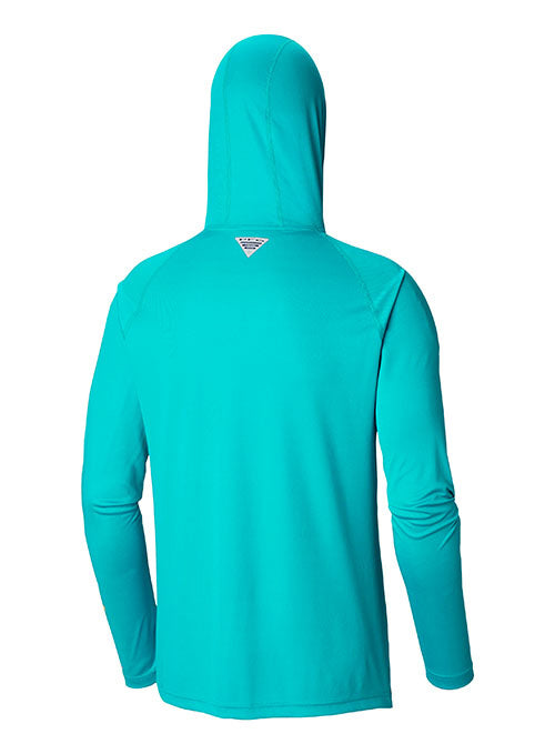 Daytona Columbia PFG Terminal Tackle™ Hooded Long Sleeve Shirt in Miami Blue - Back View