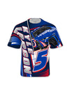 Youth Kyle Larson Sublimated T-Shirt in Blue- Front View