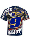 Chase Elliott Patriotic Sublimated T-Shirt in Mulitcolor- Back View