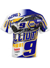 Chase Elliott Sublimated T-Shirt in White, Blue and Yellow - Back View
