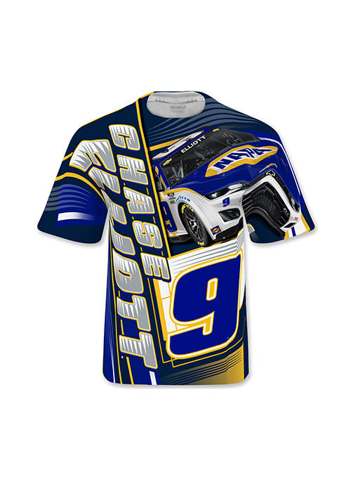 Youth Chase Elliott Sublimated T-Shirt in Blue- Front View