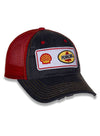 Joey Logano Vintage Patch Hat in Red and Dark Grey - Right Front Angled View