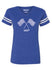 Ladies Kansas Cross Flags T-Shirt in Blue- Front View