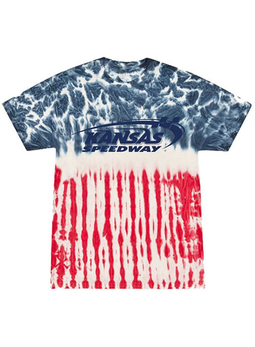 Products Kansas Patriotic Tie Dye T-Shirt in Red, White and Blue - Front View