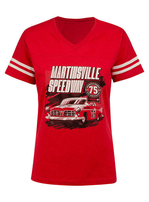2022 Ladies Martinsville Speedway 75th Anniversary T-Shirt in Red- Front View