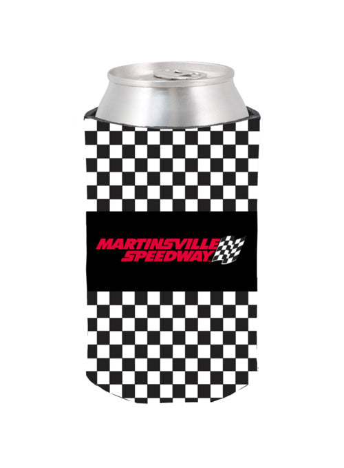 Martinsville 12 oz Checkered Can Cooler - Front View