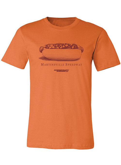 Martinsville Hot Dog T-Shirt in Orange - Front View