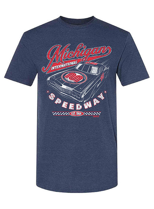 Michigan Retro Car T-Shirt in Navy Mist - Front View