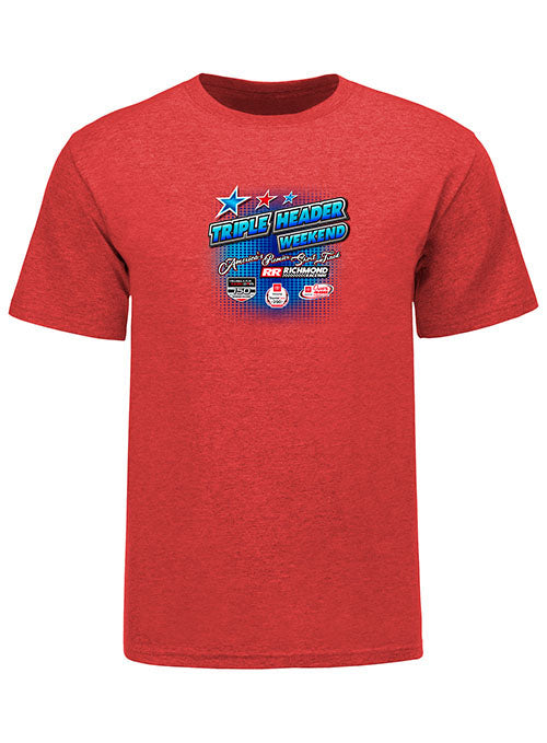 Richmond Raceway 2022 Triple Header T-shirt in Red- Front View