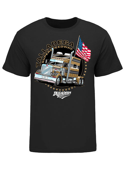 Talladega Truck Flag T-Shirt- Black - Front View