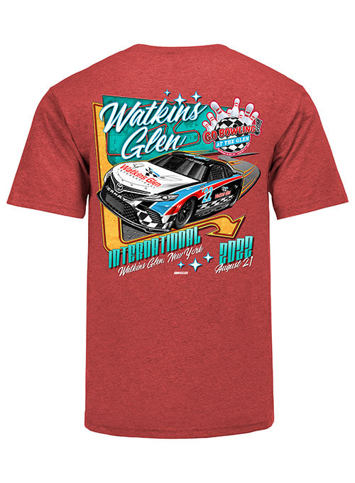 2022 Go Bowling at the Glen Event T-Shirt in Heather Red - Back View