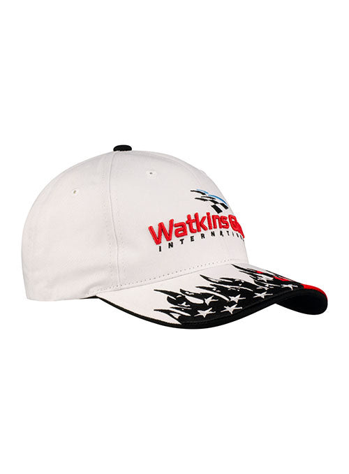Watkins Glen Americana Flames Hat in White - Right Side View