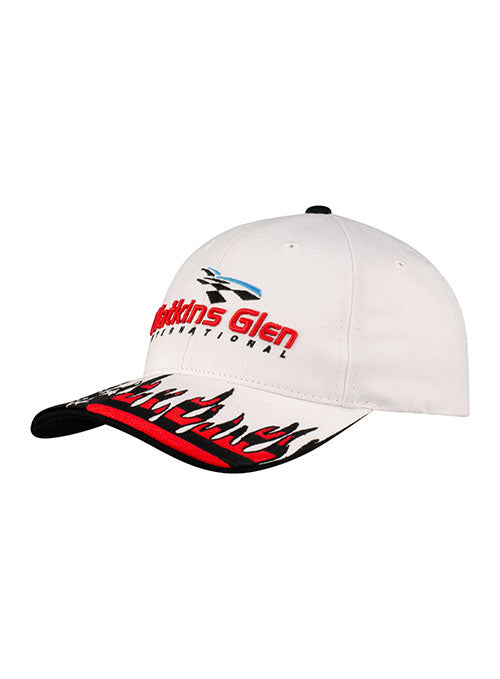 Watkins Glen Americana Flames Hat in White - Left Side View